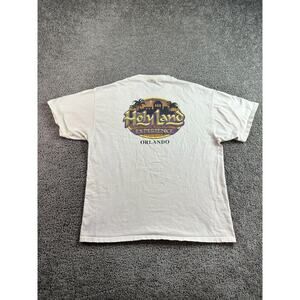 VINTAGE Holy Land Experience Shirt Mens Extra Large Beige Purple Orlando FLAW
